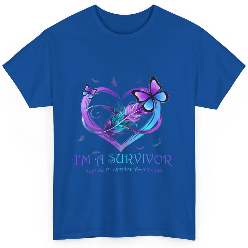 Survivor Purple Teal Heart Love Suicide Prevention Awareness Classic Unisex T-Shirt