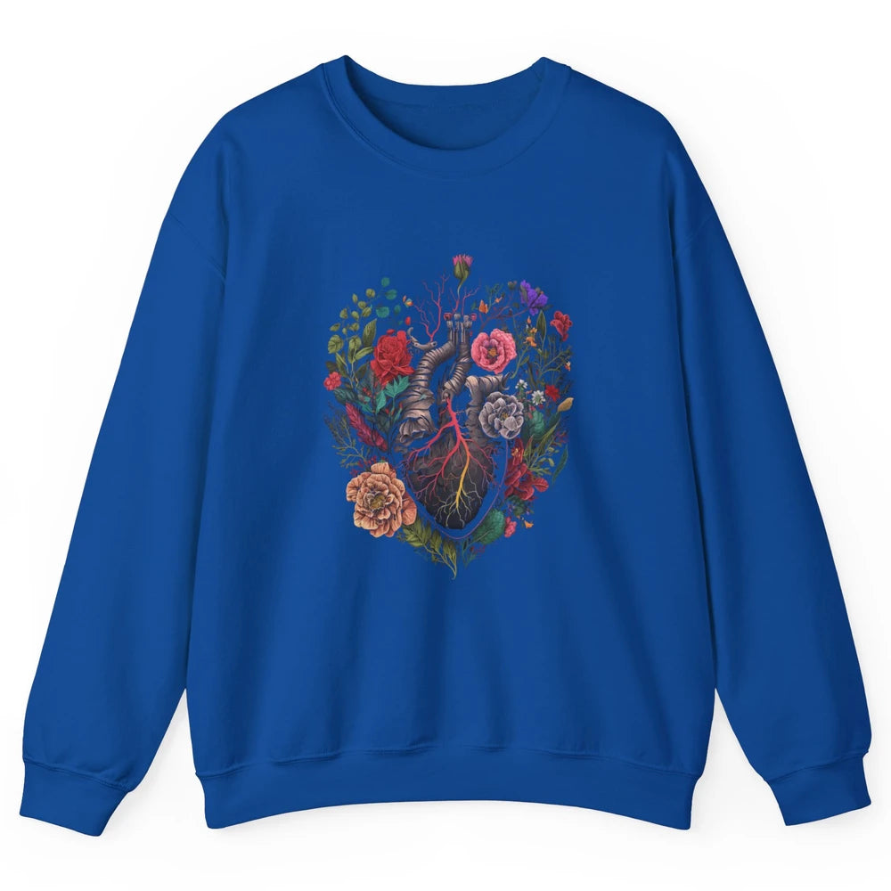 Anatomical Heart Show Your Love Anatomy Cardiologist Floral Unisex Crewneck Sweatshirt