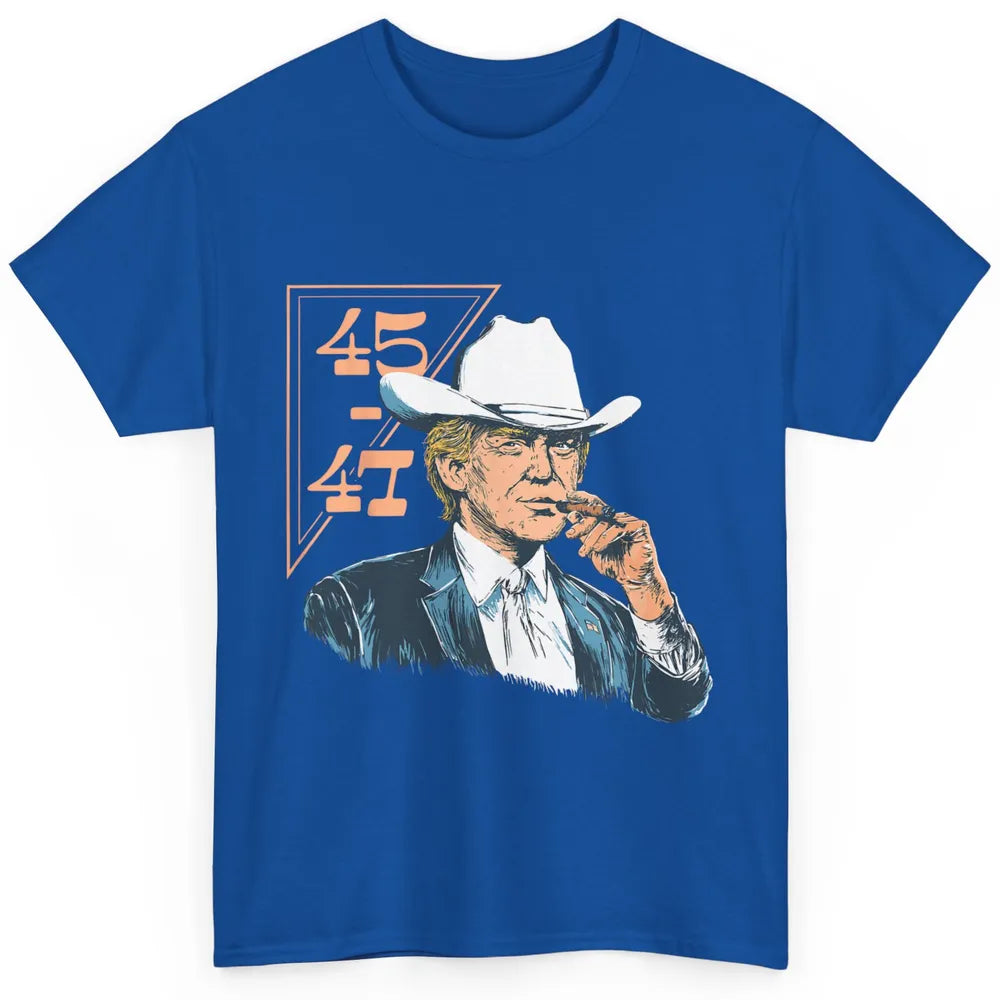 Donald Trump 2024 45 47 Vintage Cowboy Rodeo Western Country Trump Political Classic Unisex T-Shirt