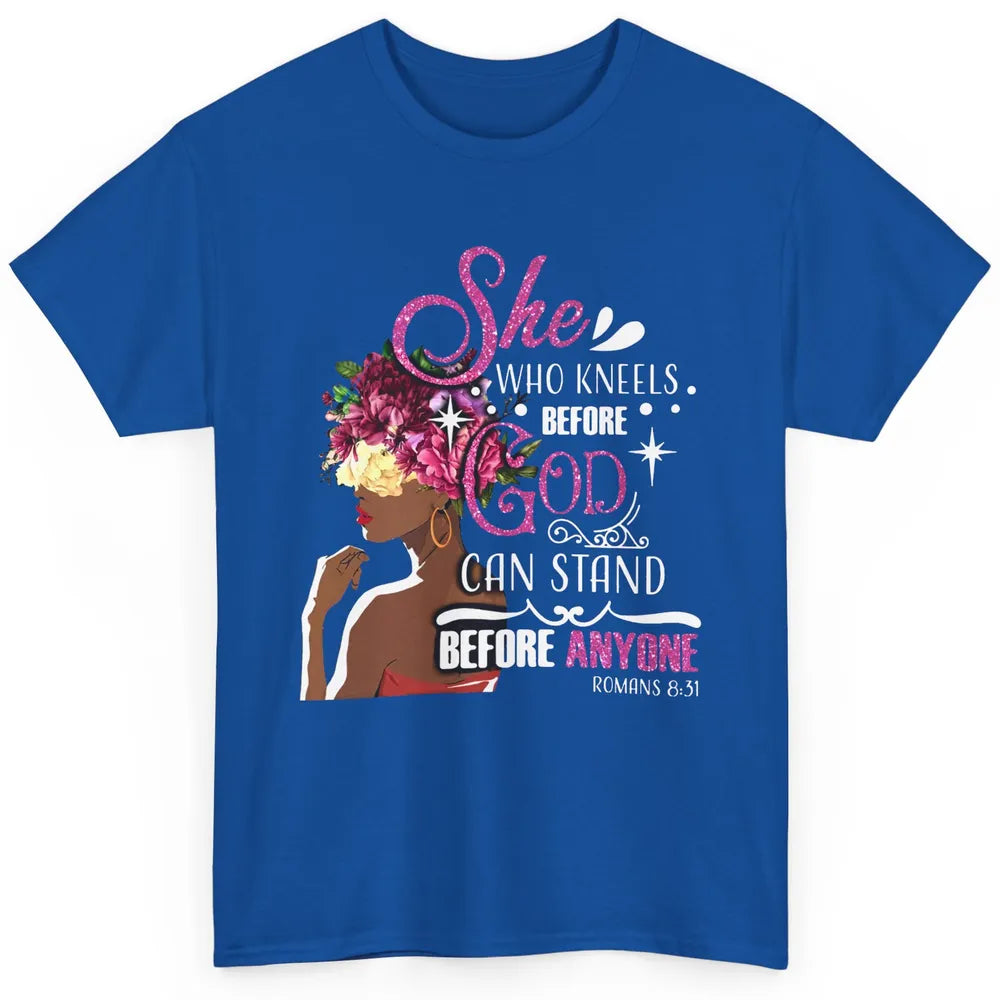 Black Girl She Who Kneels Before God Christian Afro Women Classic Unisex T-Shirt