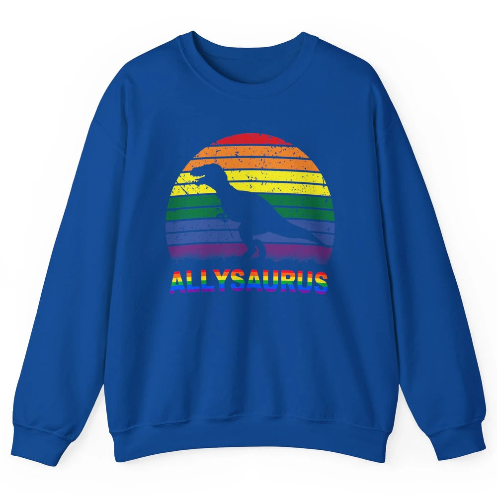 Vintage Allysaurus T-rex Dinosaur LGBT Gay Pride Month Unisex Crewneck Sweatshirt