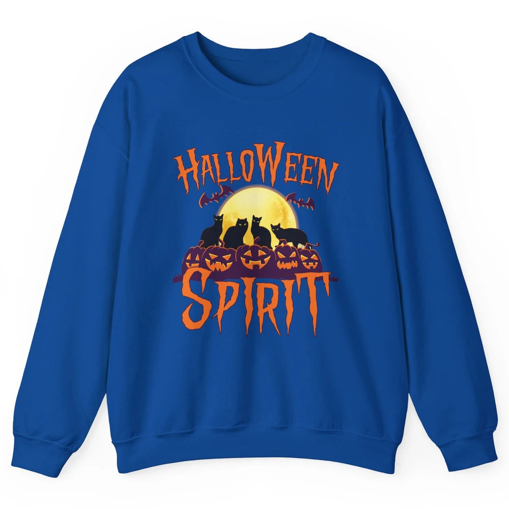 Black Cat Pumpkin Halloween Spirit Moon Night Cat Lover Gift Unisex Crewneck Sweatshirt