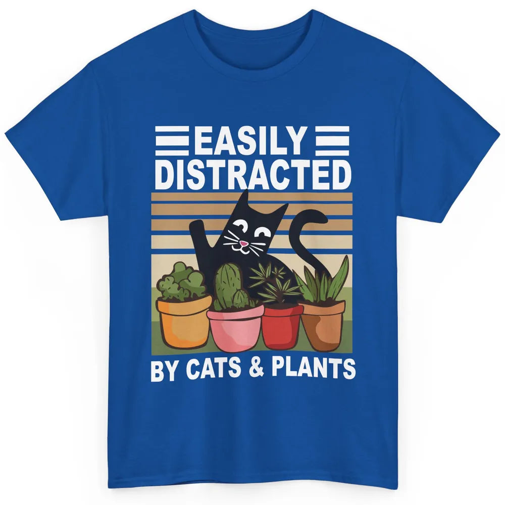 Easily Distracted By Cats And Plants Vintage Gardening Gift Classic Unisex T-Shirt