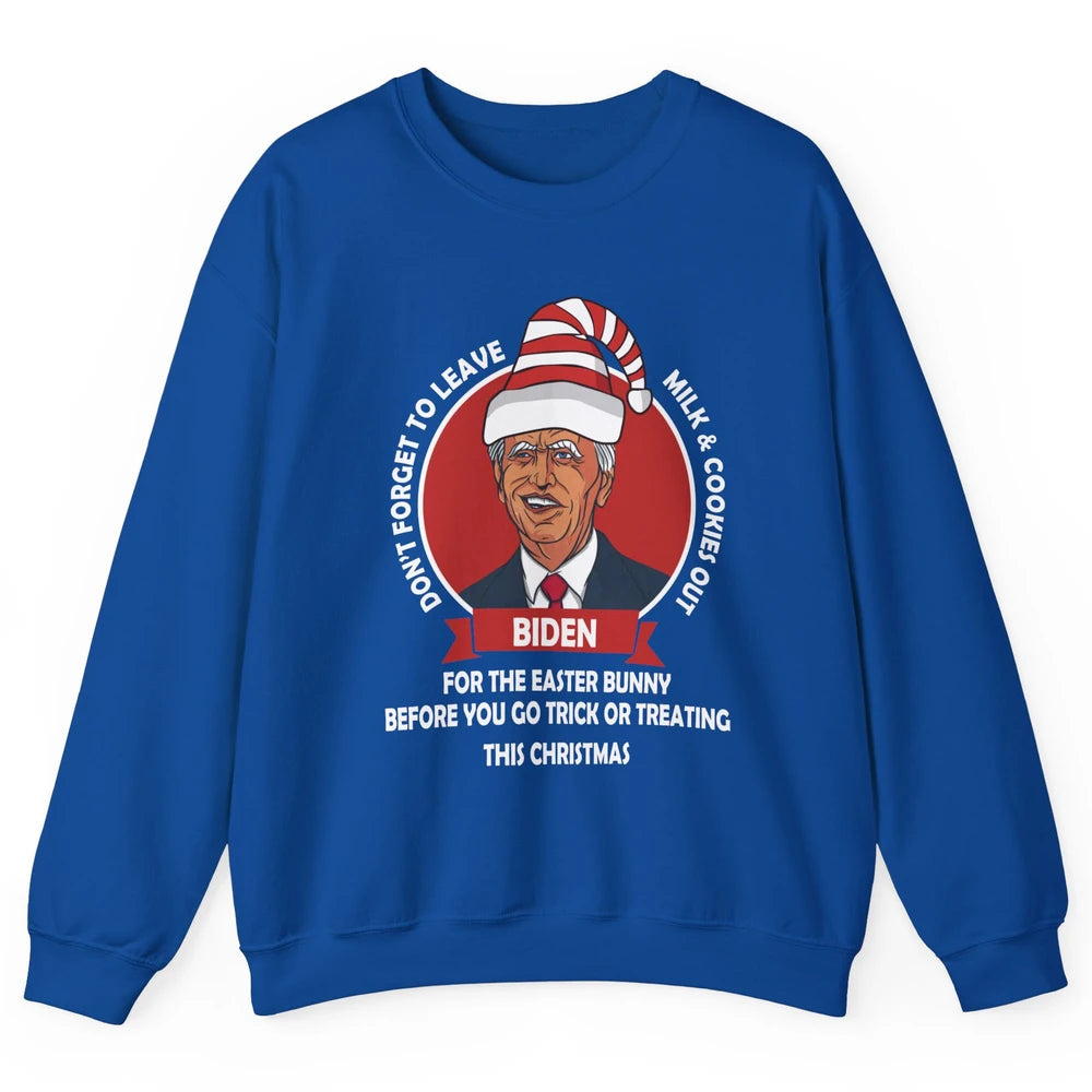 Funny Joe Biden Leave Milk Cookies For Halloween Anti Biden Unisex Crewneck Sweatshirt