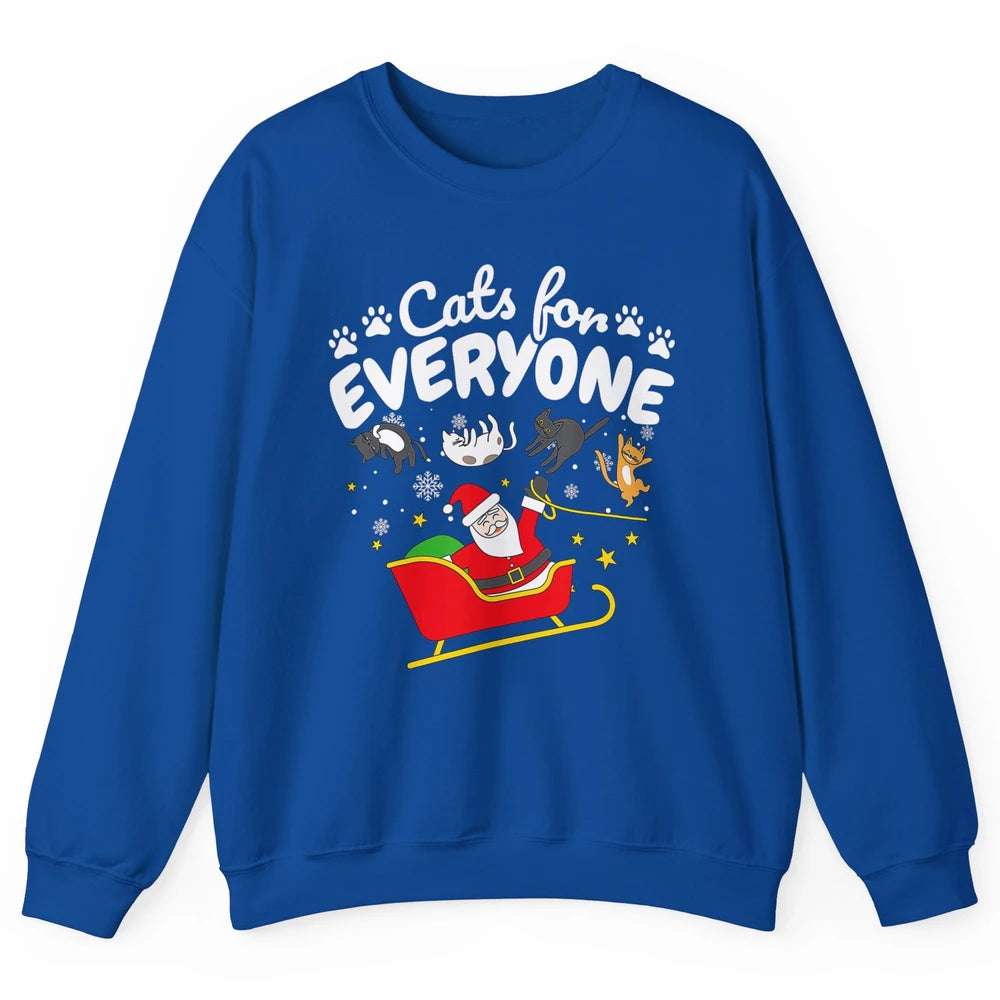 Merry Christmas Funny Cat For Everyone Santa Claus Reindeer Unisex Crewneck Sweatshirt