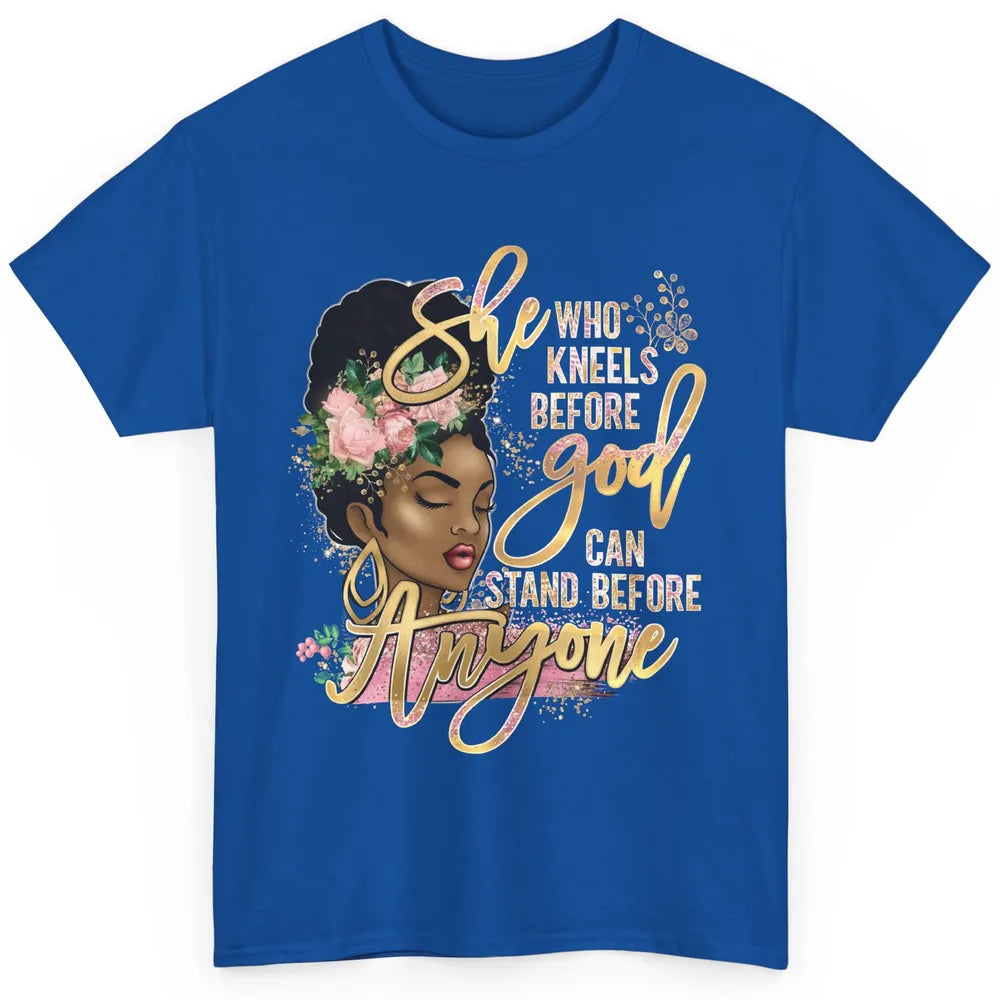 Black Girl She Who Kneels Before God Christian Afro Women Classic Unisex T-Shirt