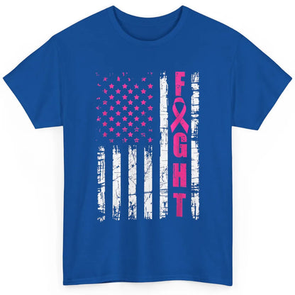 American Flag Fight Vintage Pink Ribbon Breast Cancer Month Classic Unisex T-Shirt