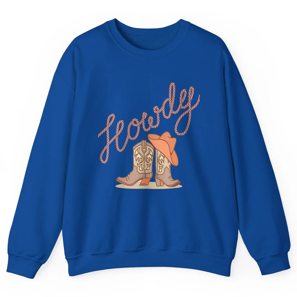 Vintage Cowboy Boots Howdy Rodeo Cowgirl Western Country Unisex Crewneck Sweatshirt