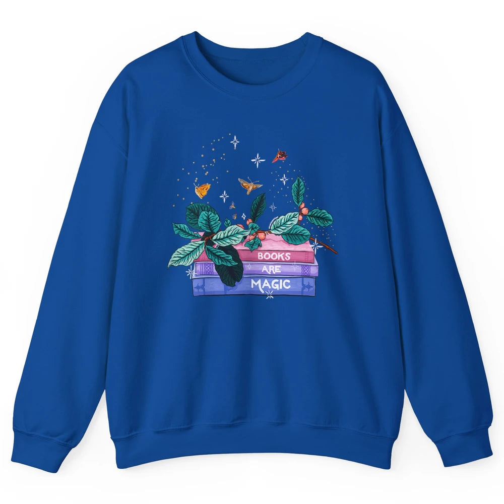 Aesthetic Books Are Magic Butterfly Floral Bookish Plant Unisex Crewneck Sweatshirt