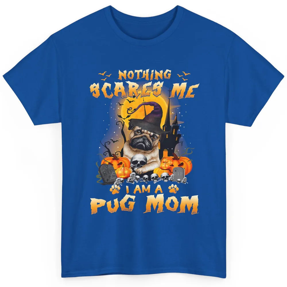 Cute Pumpkin Pug Dog Mom Witch Skull Halloween Spooky Season Classic Unisex T-Shirt