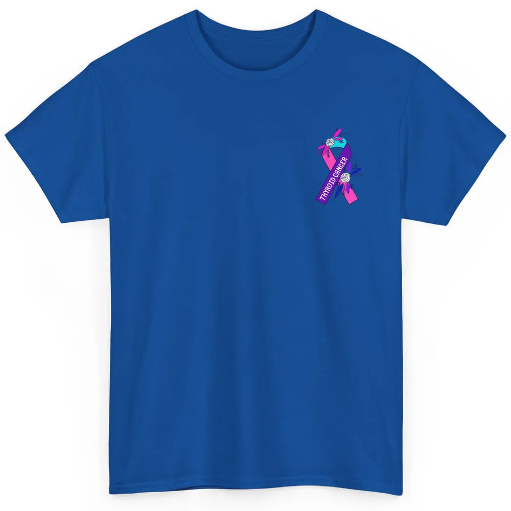 Thyroid Cancer Awareness Purple Pink Ribbon Pocket Size Gift Classic Unisex T-Shirt