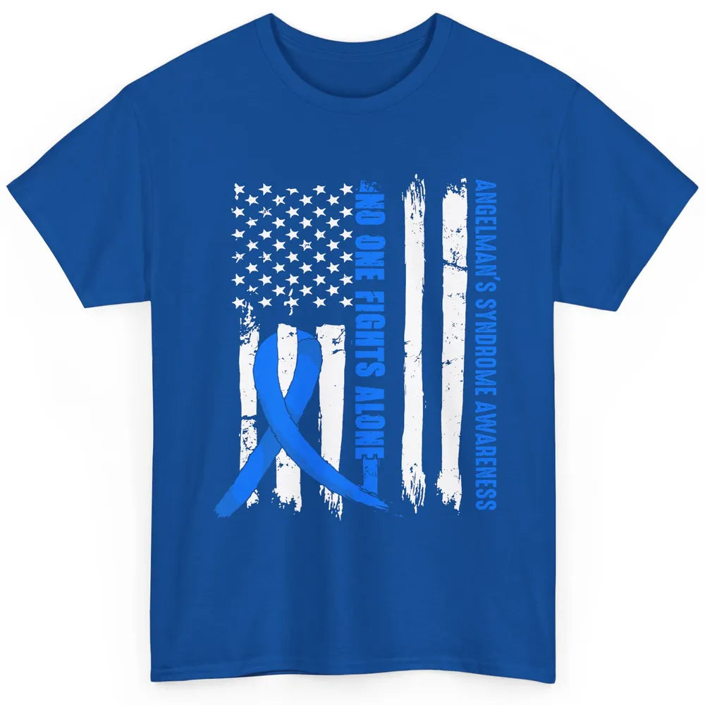 US Flag Angelman's Syndrome Blue Ribbon No One Fight Alone Classic Unisex T-Shirt