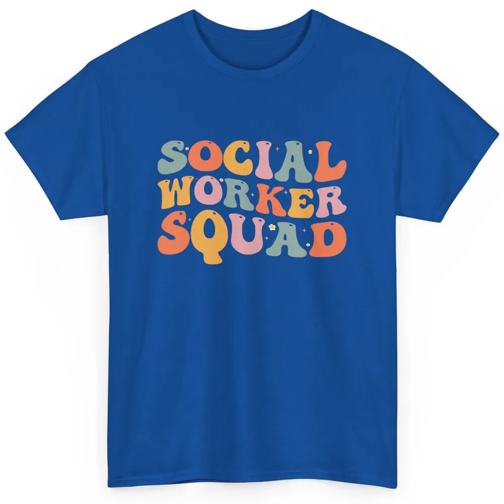 Social Worker Squad Groovy Retro Vintage Rainbow Social Work Classic Unisex T-Shirt