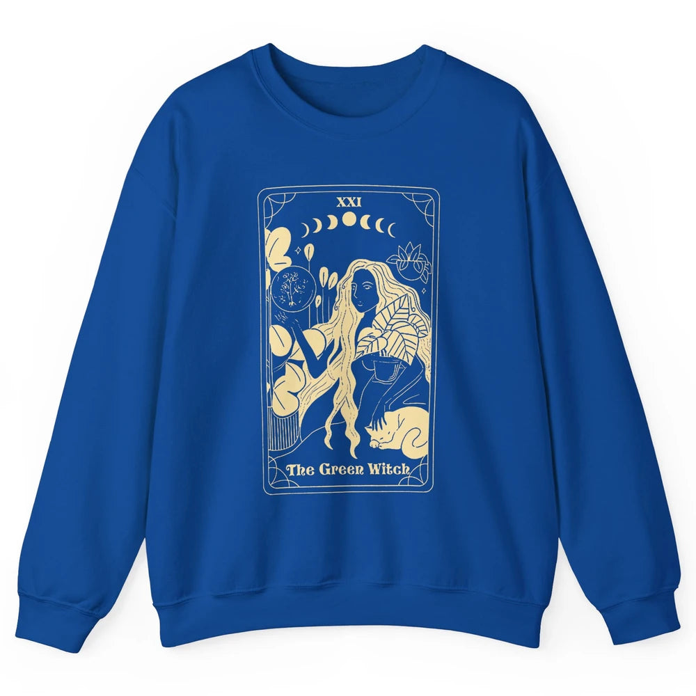 The Green Witch Gardener Tarot Card Halloween Gardening Gift Unisex Crewneck Sweatshirt