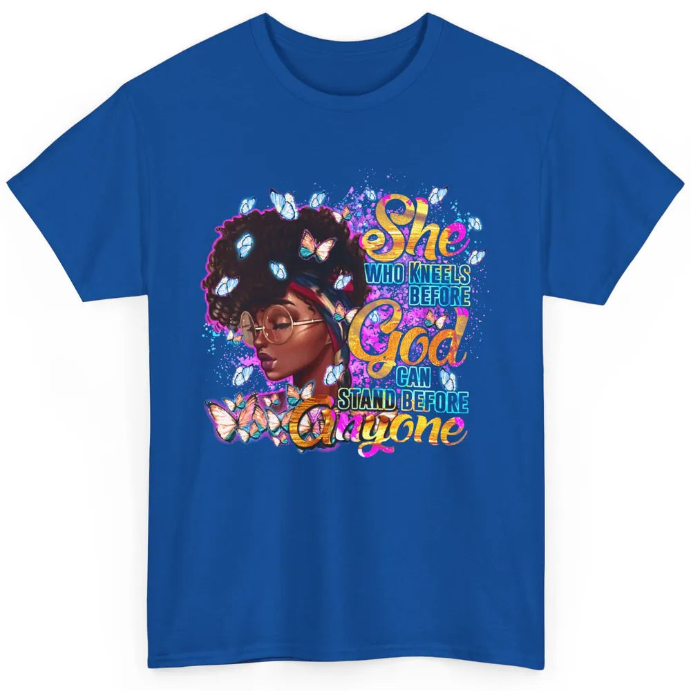 Black Girl She Who Kneels Before God Christian Afro Women Classic Unisex T-Shirt