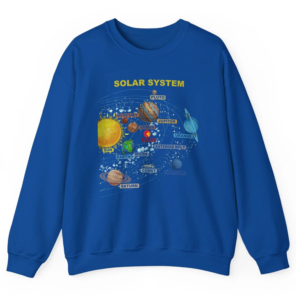 Solar System Graphic Planets Space Education Astronaut Gift Unisex Crewneck Sweatshirt