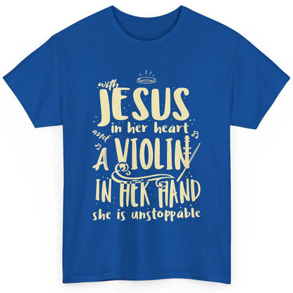 With Jesus Violin Player Retro Violinist Musical Instrument Classic Unisex T-Shirt