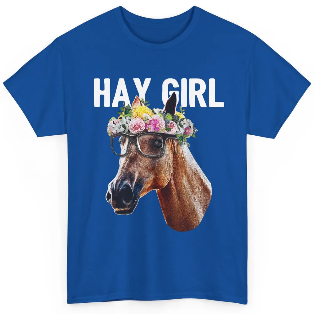 Cute Hay Girl Horse Floral Crown Rose Equestrian Farm Animal Classic Unisex T-Shirt