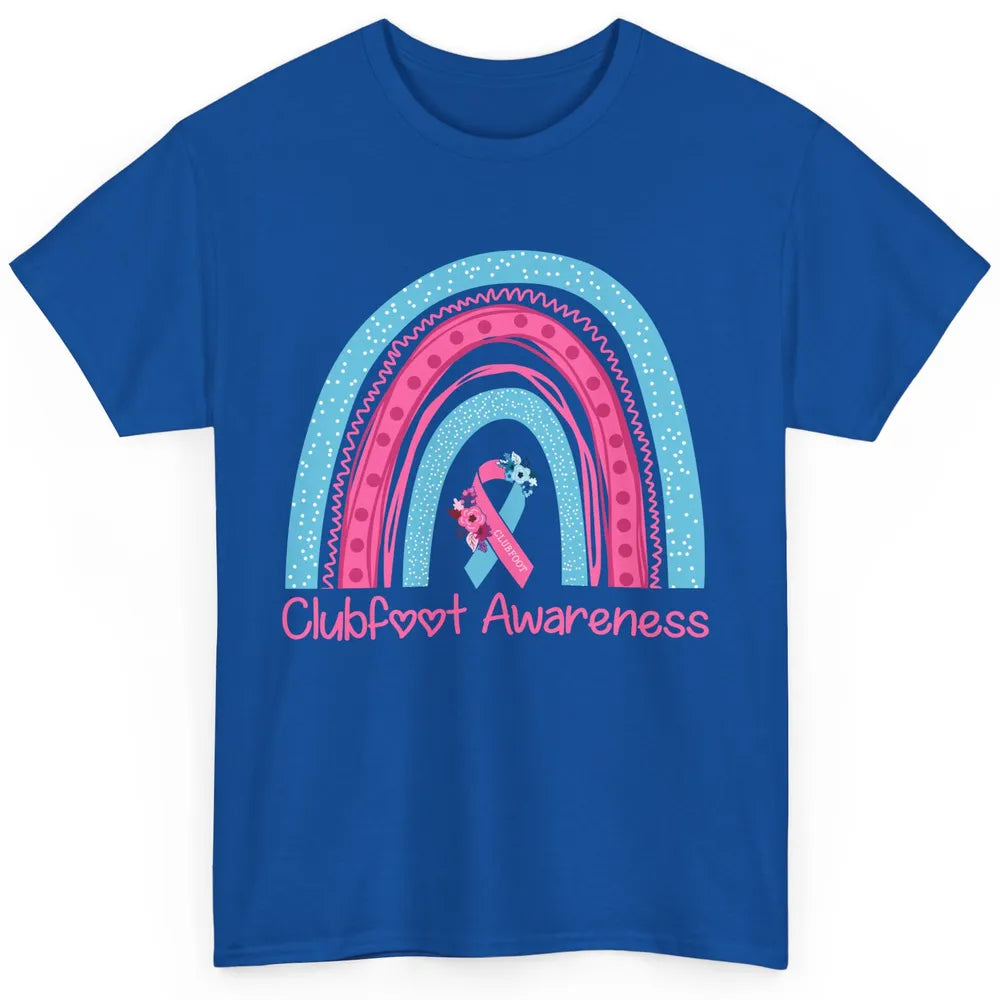 Clubfoot Awareness Support Pink Blue Ribbon Rainbow Clubfoot Classic Unisex T-Shirt