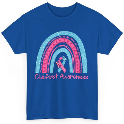 Clubfoot Awareness Support Pink Blue Ribbon Rainbow Clubfoot Classic Unisex T-Shirt