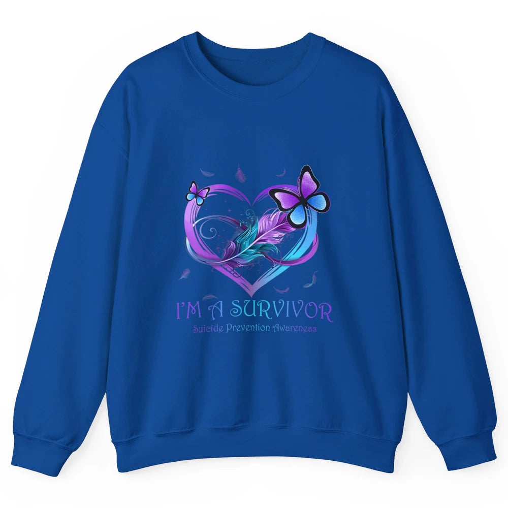 Survivor Purple Teal Heart Love Suicide Prevention Awareness Unisex Crewneck Sweatshirt