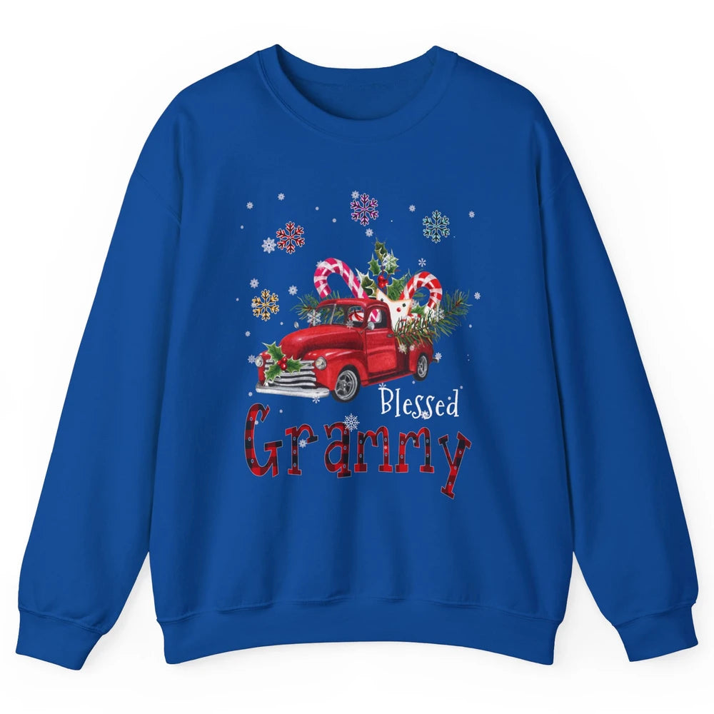 Merry Christmas Blessed Grammy Red Truck Xmas Grandma Retro Unisex Crewneck Sweatshirt