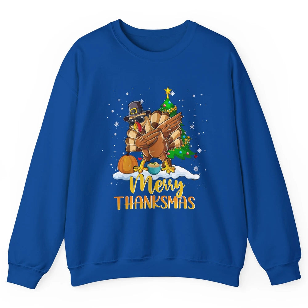 Funny Turkey Merry Thanksmas Christmas Thanksgiving Gift Unisex Crewneck Sweatshirt