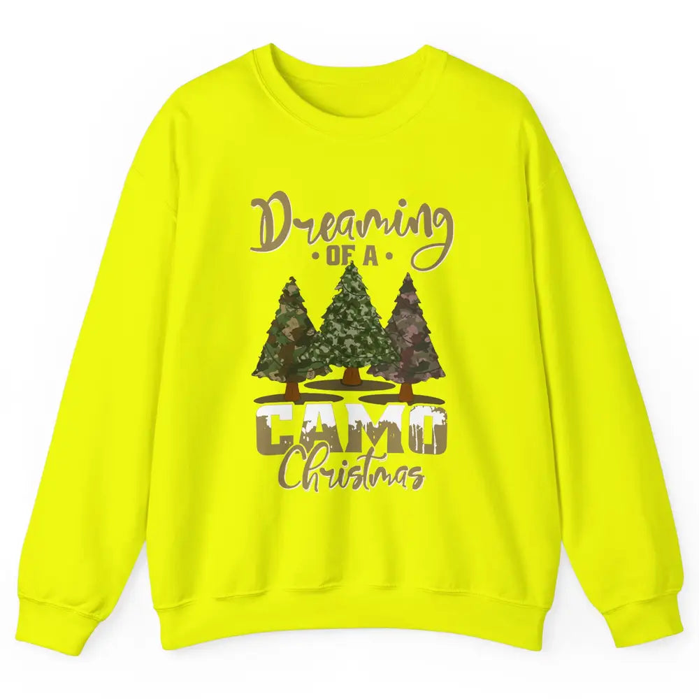 Christmas Tree Dreaming Of A Camo Christmas Veteran Gift Unisex Crewneck Sweatshirt