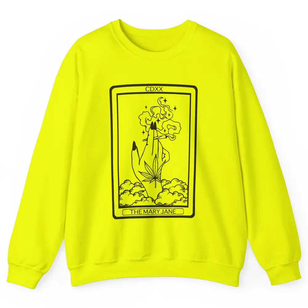 Vintage Weed Mary Jane Tarot Card Weed Smoker Smoking Lady Unisex Crewneck Sweatshirt