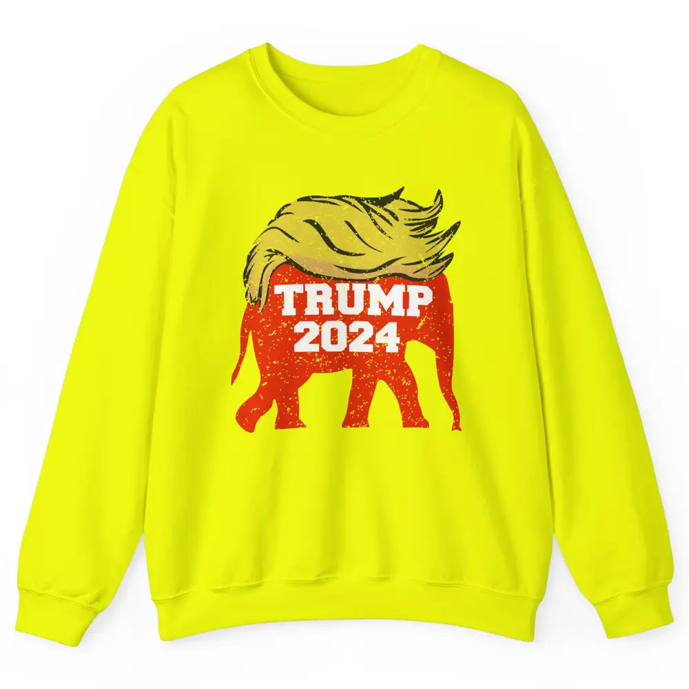 Trump 2024 Republican Elephant With Trump Hair Funny Trump Unisex Crewneck Sweatshirt