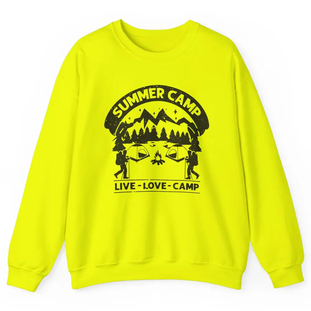 Summer Camp Live Love Camp Vacation Camping Hiking Retro Unisex Crewneck Sweatshirt