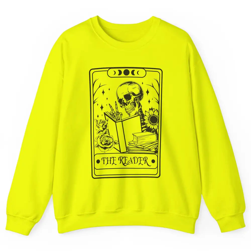 Retro Skeleton The Reader Tarot Card Halloween Romance Book Unisex Crewneck Sweatshirt