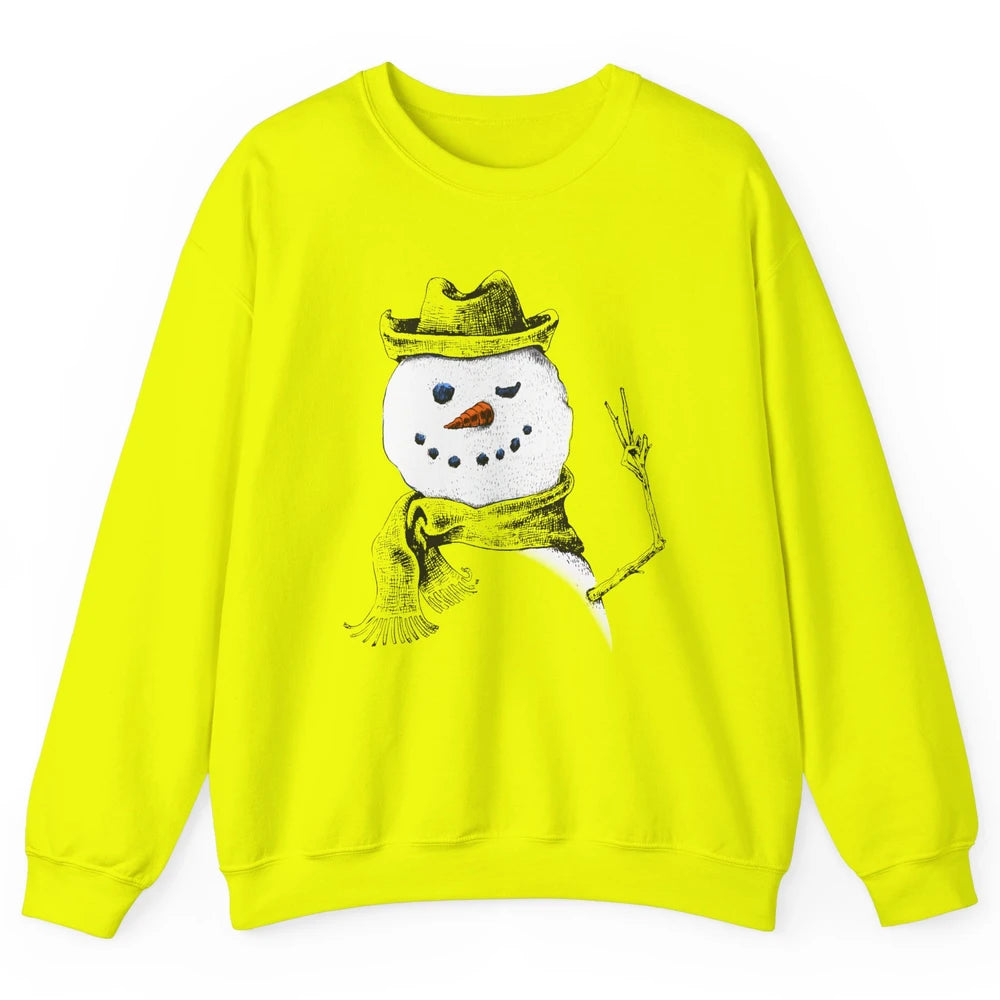 Snowman Peace Sign Christmas Snow Frosty Winter Xmas Gift Unisex Crewneck Sweatshirt