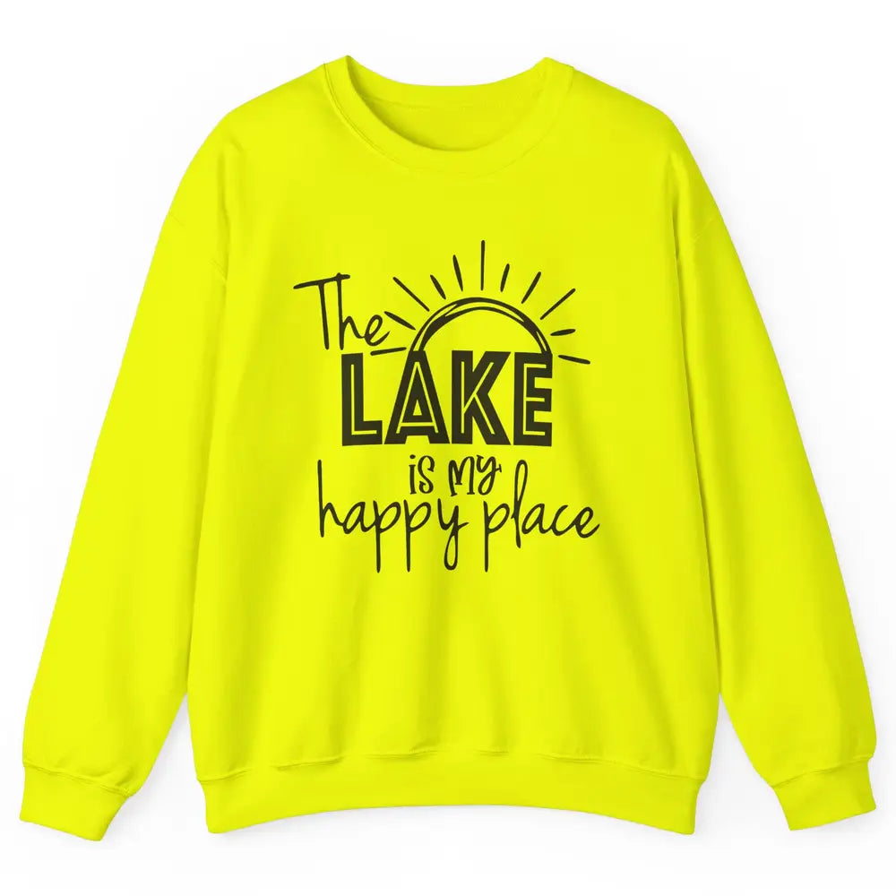 The Lake Is My Happy Place Summer Sunrays Lake Days Kayaking Unisex Crewneck Sweatshirt