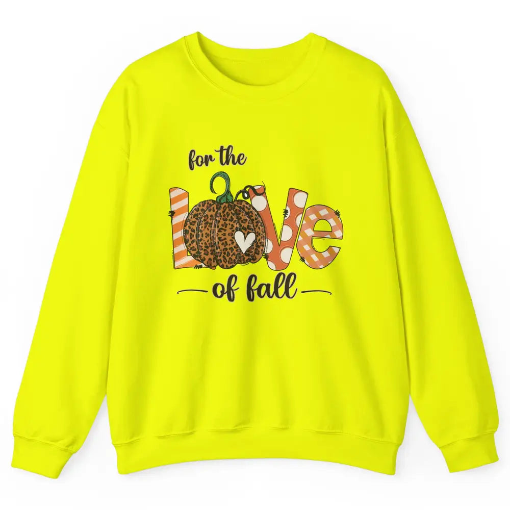 Retro Love Fall Y'All Leopard Pumpkin Heart Halloween Fall Unisex Crewneck Sweatshirt