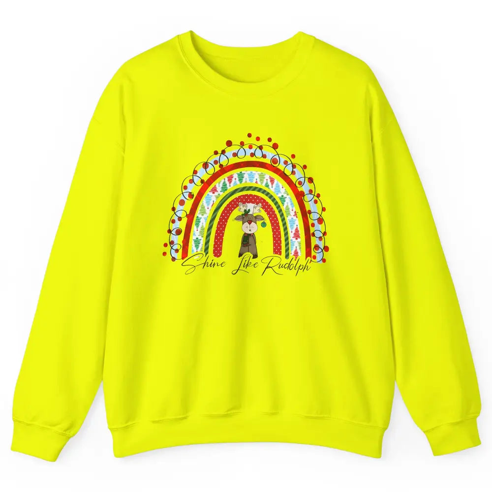 Boho Christmas Tree Rainbow Shine Like Reindeer Christmas Unisex Crewneck Sweatshirt