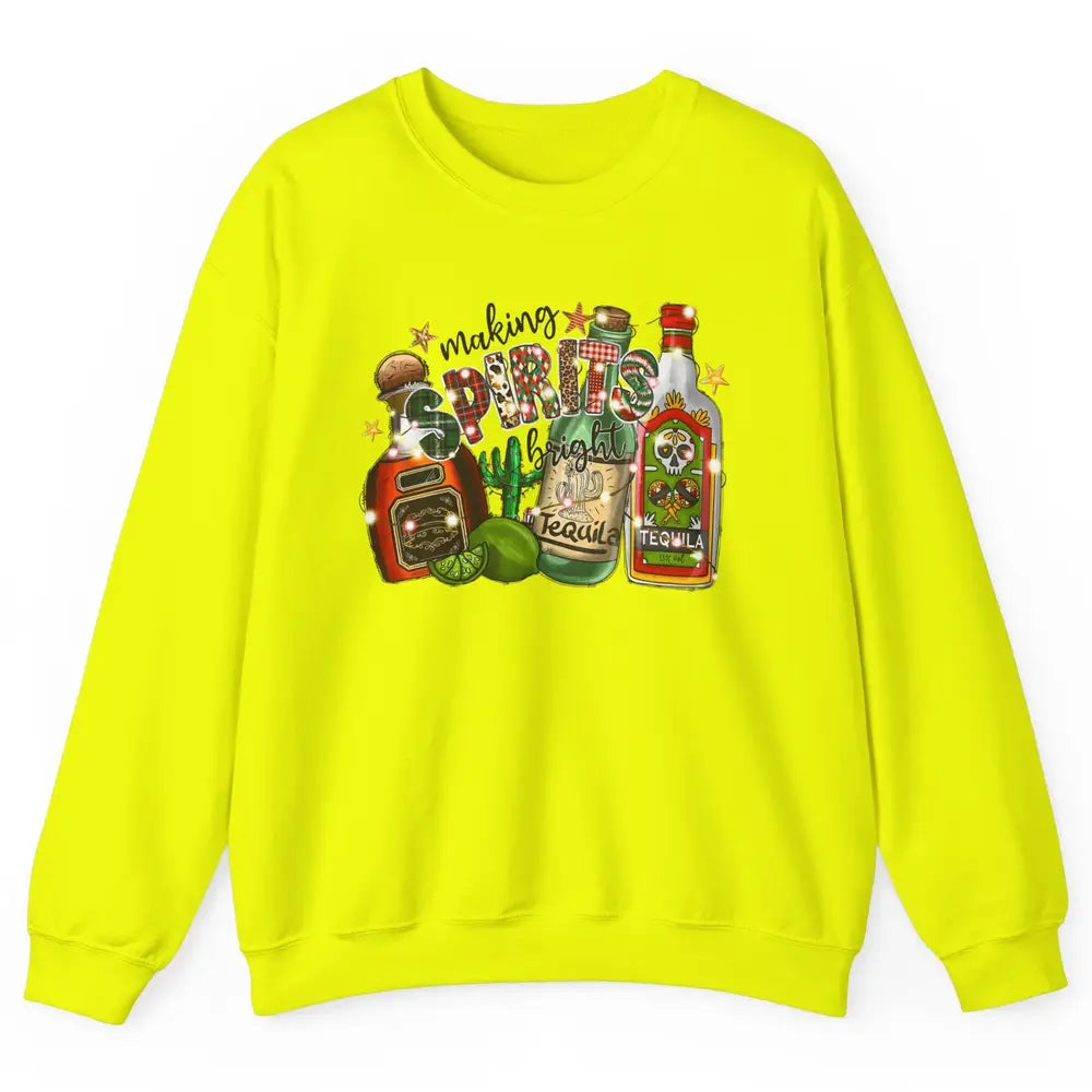 Making Spirits Bright Christmas Drinks Tequila Western Xmas Unisex Crewneck Sweatshirt