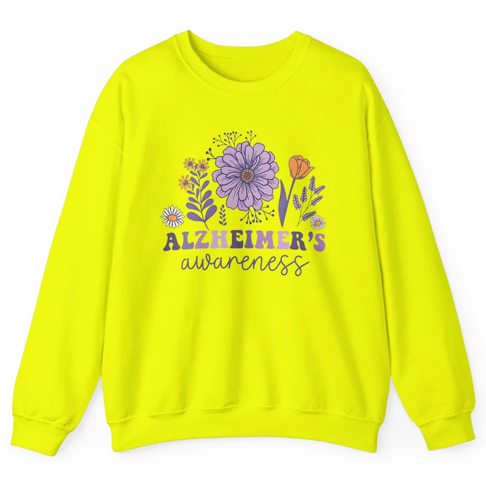 Alzheimer's Awareness Wildflower Dementia Inspirational Gift Unisex Crewneck Sweatshirt