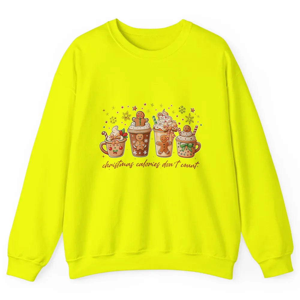 Christmas Calories Not Count Funny Gingerbread Coquette Coffee Xmas Unisex Crewneck Sweatshirt