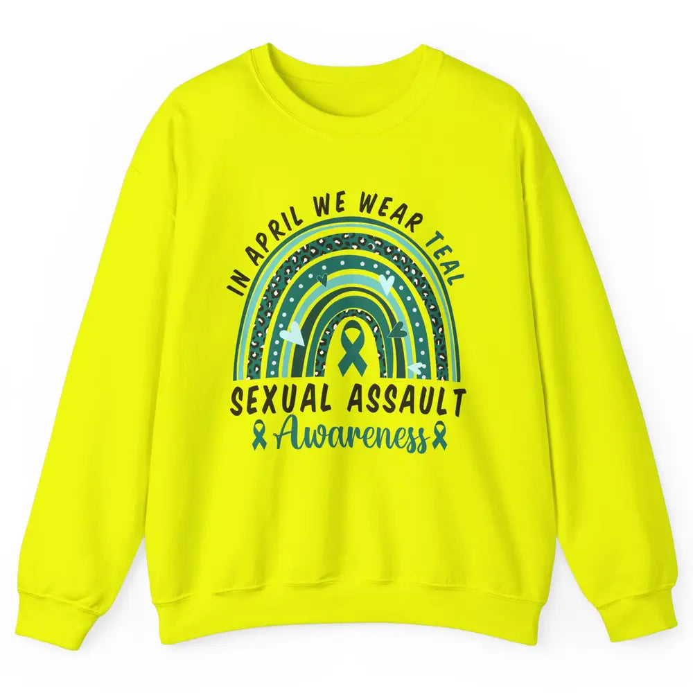 Sexual Assault Awareness Teal Ribbon Rainbow Awareness Gift Unisex Crewneck Sweatshirt