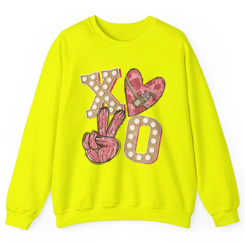 XOXO Hugs And Kisses Leopard Heart Cowboy Love Rodeo Western Country Unisex Crewneck Sweatshirt