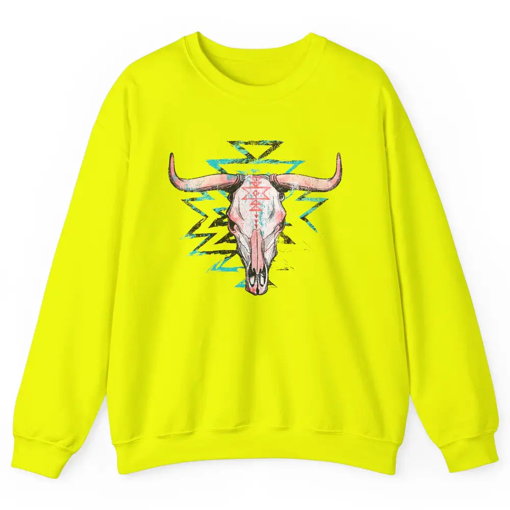 Boho Bull Skull Aztec Rodeo Desert Spirit Western Country Unisex Crewneck Sweatshirt