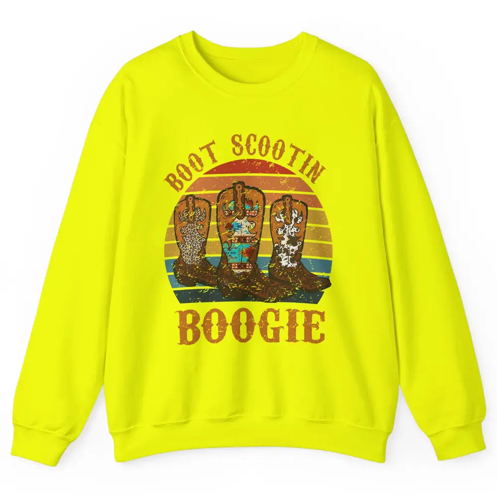 Vintage Cowboy Boots Scooting Boogie Western Country Cowgirl Unisex Crewneck Sweatshirt