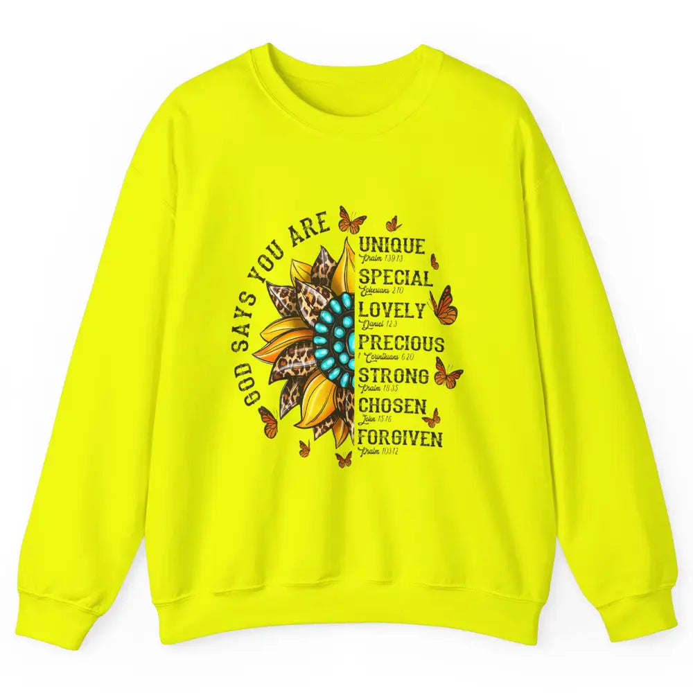 Sunflower Jesus Faith Christian God Bible Verse Religious Unisex Crewneck Sweatshirt