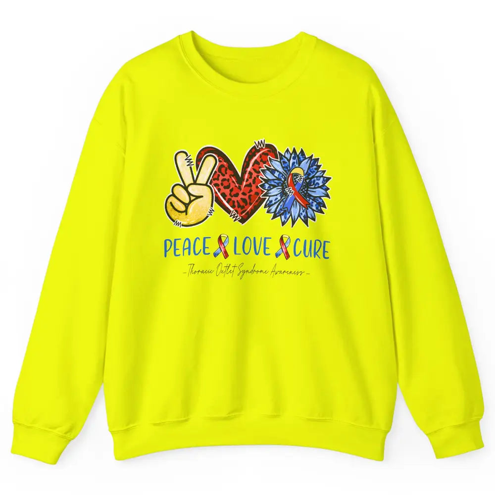 Thoracic Outlet Syndrome Awareness Peace Love Cure Sunflower Unisex Crewneck Sweatshirt