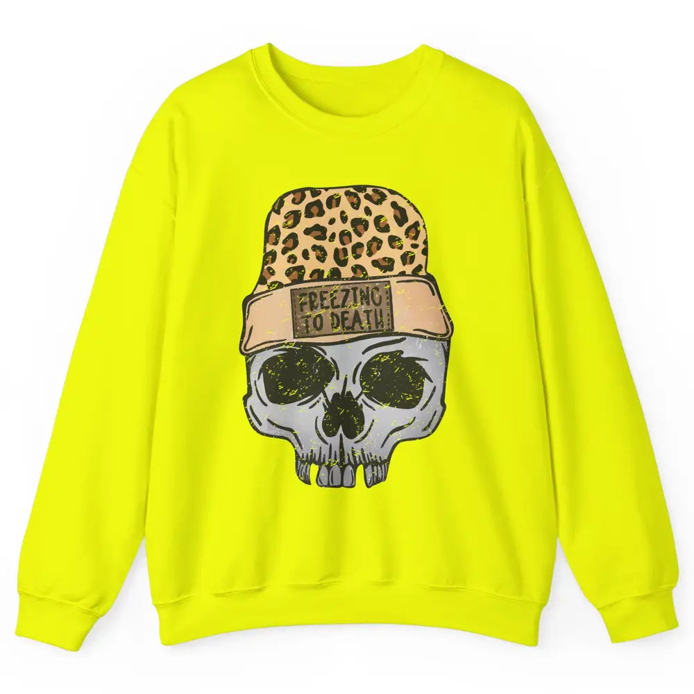 Funny Leopard Skull Freezing To Death Funny Christmas Winter Unisex Crewneck Sweatshirt