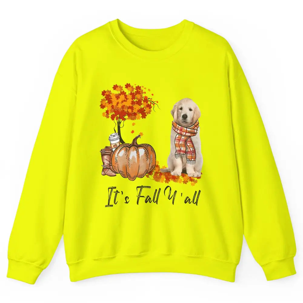 Golden Retriever Pumpkin Happy Fall Yall Autumn Thanksgiving Unisex Crewneck Sweatshirt