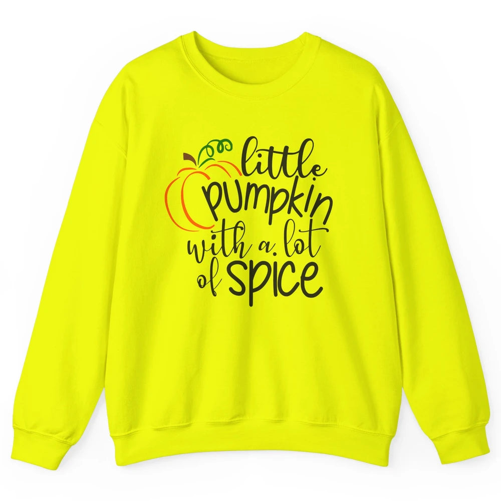 Little Pumpkin With Lots Of Spice Kids Thanksgiving Autumn Unisex Crewneck Sweatshirt