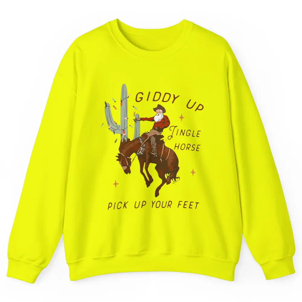 Cowboy Santa Giddy Up Jingle Horse Pick Up Western Christmas Unisex Crewneck Sweatshirt