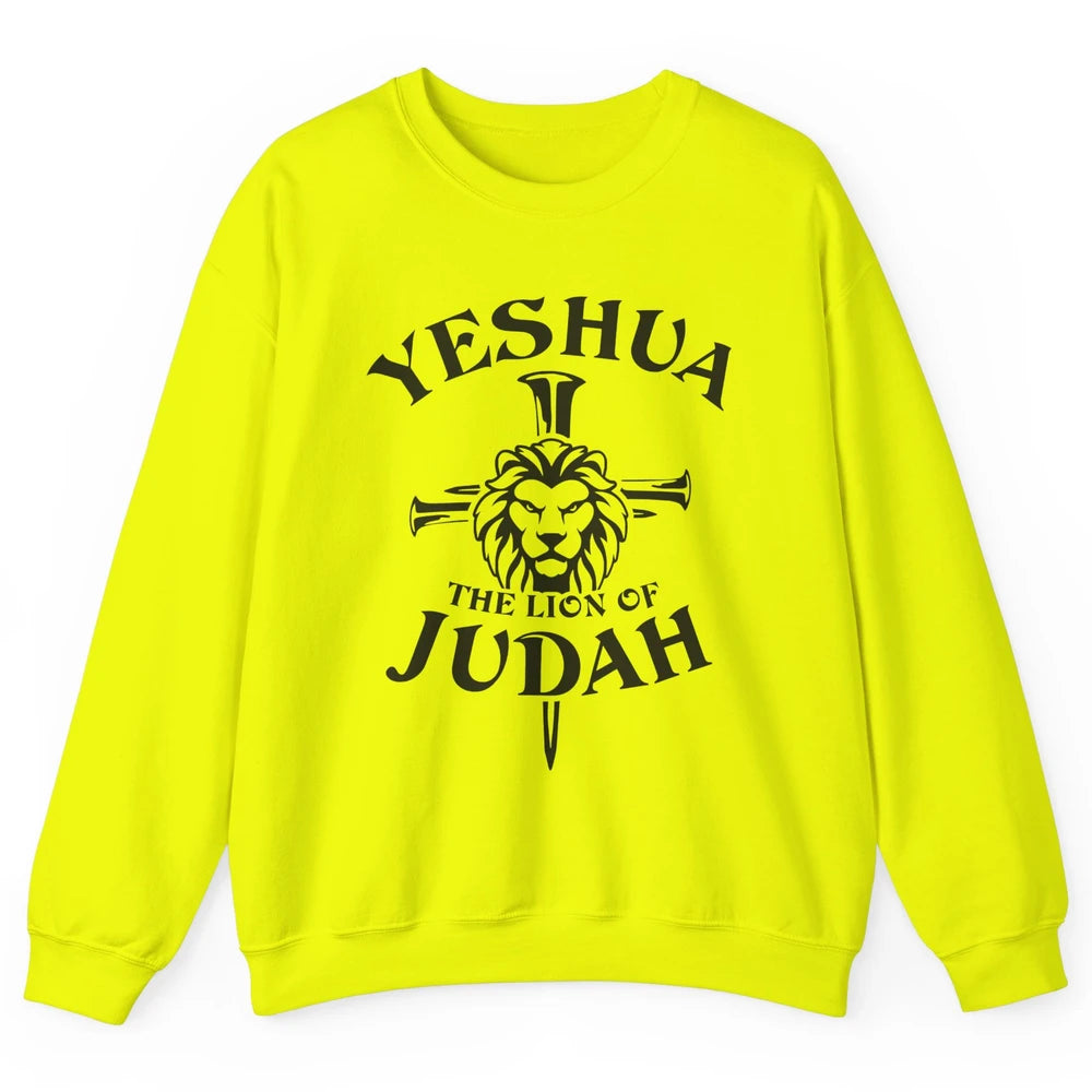 Yeshua Jesus Cross Lion Of Judah Christian Faith Religious Unisex Crewneck Sweatshirt